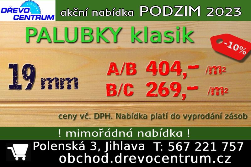 Palubky obkladové 19mm cenová akce